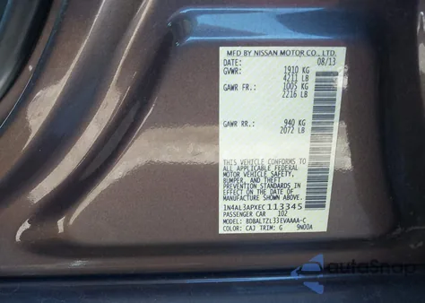 2014 Nissan Altima 2.5 Sv из США, поврежденный, VIN 1N4AL3APXEC113345